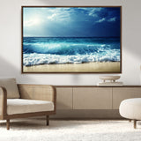 84116-MGV-CV-36X24-Ocean Wave Wall Art – Blue Sea and Beach Canvas Print, Coastal Seascape Photography Artwork for Living Room, Bedroom, or Office
