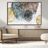 70653-MGV-CV-36X24-Abstract Tree Ring Wall Art – Modern Rustic Wood Slice Canvas Print with Gold Accents, Contemporary Nature Decor for Living Room,