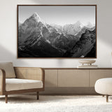10775-MGV-CV-36X24-Snow Capped Mountain Wall Art – Black and White Canvas Print of Majestic Peaks, Nature Landscape Photography for Office, Bedroom,