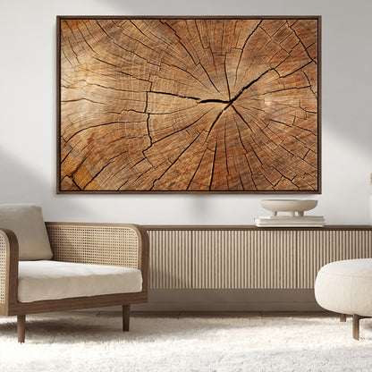 61710-MGV-CV-36X24-Tree Rings Wall Art – Rustic Wood Grain Canvas Print of Tree Trunk Cross Section, Nature Inspired Decor for Cabin, Office, Living