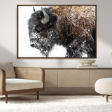 24304-MGV-CV-36X24-Bison Wall Art Canvas Print, Framed Winter Bison Art Picture Print, Snowy Buffalo Perfect Rustic Farmhouse Decor Artwork