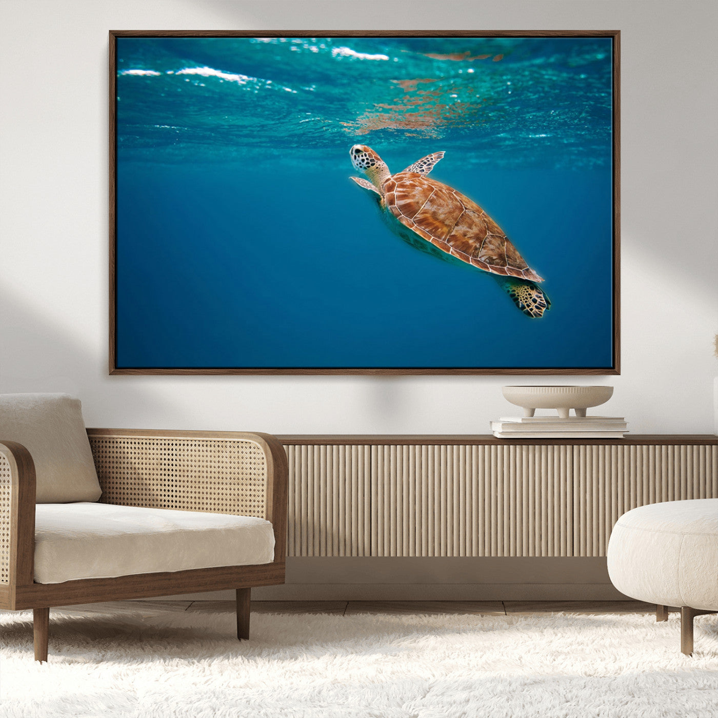 91440-MGV-CV-36X24-Sea Turtle Wall Art – Ocean Turtle Canvas Print, Underwater Marine Life Decor for Living Room, Office, Beach House or Bathroom