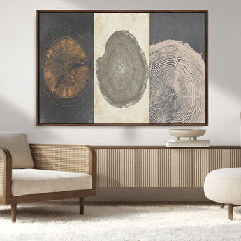 80725-MGV-CV-36X24-Wood Tree Rings Wall Art Canvas Print, Framed Tree Rings Art Picture Print, Abstract Tree Rings Perfect Modern Boho Decor Artwork