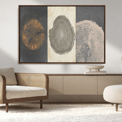 80725-MGV-CV-36X24-Wood Tree Rings Wall Art Canvas Print, Framed Tree Rings Art Picture Print, Abstract Tree Rings Perfect Modern Boho Decor Artwork
