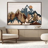 67950-MGV-CV-36X24-Modern Wood Wall Art Canvas Print, Framed Mountain Range Art Picture Print, Wood Mountain Range Perfect Rustic Decor Artwork