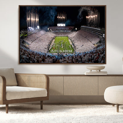 11391-MGV-CV-36X24-Penn State Stadium Wall Art – Panoramic White Out Football Game Canvas Print, College Sports Decor for Office, Man Cave, or Living