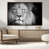 94453-MGV-CV-36X24-Lion Portrait Wall Art – Black and White King of the Jungle Canvas Print, Safari Wildlife Decor for Office, Bedroom, or Living