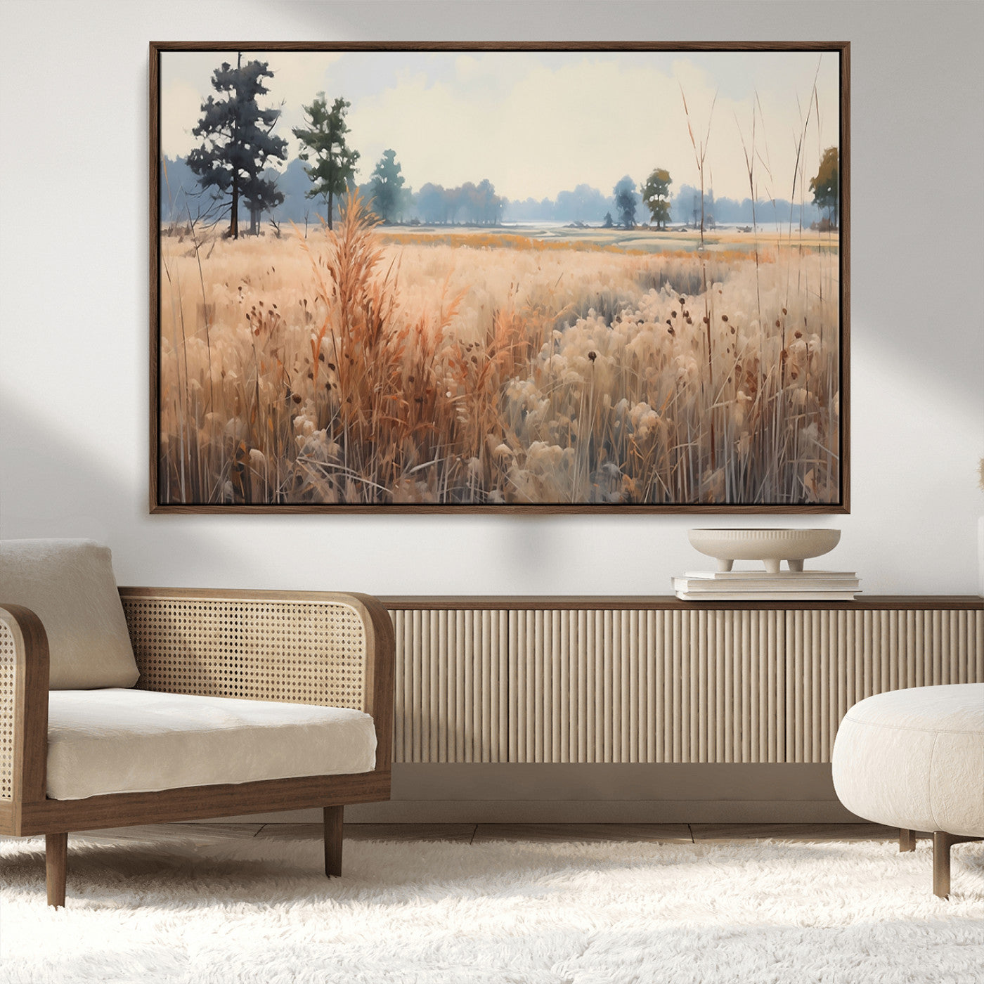 98822-MGV-CV-36X24-Autumn Meadow Wall Art – Tranquil Grassland Landscape Canvas Print, Rustic Country Decor for Living Room, Bedroom or Farmhouse