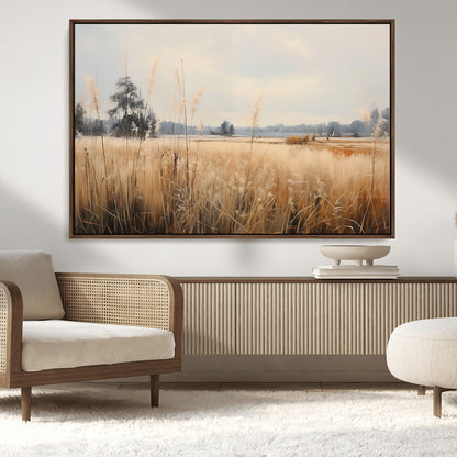 38193-MGV-CV-36X24-Golden Meadow Wall Art – Serene Grassland Landscape Canvas Print, Rustic Nature Decor for Bedroom, Living Room or Farmhouse