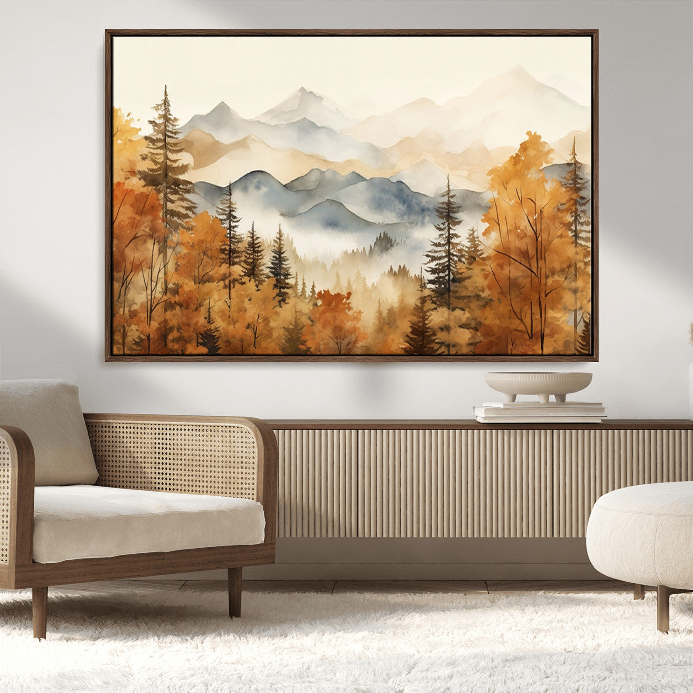 72950-MGV-CV-36X24-Autumn Mountain Forest Wall Art – Golden Fall Landscape Canvas Print, Nature-Inspired Home Decor for Living Room, Bedroom or