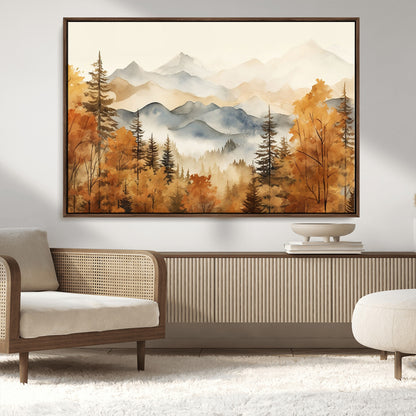 72950-MGV-CV-36X24-Autumn Mountain Forest Wall Art – Golden Fall Landscape Canvas Print, Nature-Inspired Home Decor for Living Room, Bedroom or