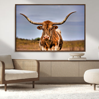18594-MGV-CV-36X24-Texas Longhorn Bull Wall Art – Rustic Western Cattle Canvas Print, Country Farmhouse Decor for Living Room, Office or Cabin