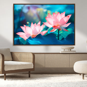 32559-MGV-CV-36X24-Lotus Flower Wall Art – Pink Water Lily Canvas Print, Tranquil Nature Decor for Living Room, Bedroom or Meditation Space