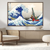 19450-MGV-CV-36X24-Great Wave Adventure Wall Art – Japanese Style Ocean Canvas Print, Fantasy Sailing Decor for Living Room, Bedroom or Office