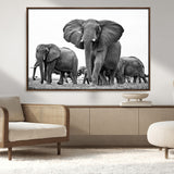 91685-MGV-CV-36X24-Elephant Herd Wall Art – Black and White Safari Canvas Print, African Wildlife Photography Decor for Living Room, Office or
