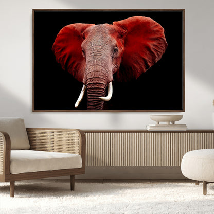 14788-MGV-CV-36X24-Red Elephant Wall Art – Bold Wildlife Canvas Print, African Safari Animal Decor for Living Room, Bedroom or Office