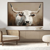 61423-MGV-CV-36X24-Longhorn Bull Wall Art – Rustic Western Texas Steer Canvas Print, Cowboy Farmhouse Decor for Living Room, Bedroom, Office or Ranch
