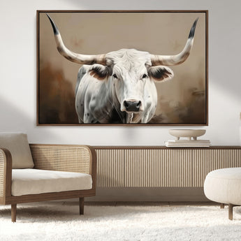 61423-MGV-CV-36X24-Longhorn Bull Wall Art – Rustic Western Texas Steer Canvas Print, Cowboy Farmhouse Decor for Living Room, Bedroom, Office or Ranch