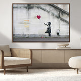 50559-MGV-CV-36X24-Banksy Girl with Balloon Wall Art – Famous Street Graffiti Canvas Print, Modern Urban Artwork for Living Room, Bedroom or Office