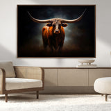 48896-MGV-CV-36X24-Texas Longhorn Wall Art – Rustic Western Bull Canvas Print and Farmhouse Cattle Painting for Living Room, Ranch, or Office Decor .