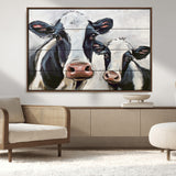 28934-MGV-CV-36X24-Farmhouse Cow Wall Art – Rustic Black and White Dairy Cattle Canvas Print, Country Barn Animal Painting for Kitchen, Living Room