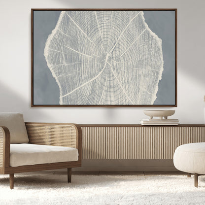 25547-MGV-CV-36X24-Tree Ring Wall Art Canvas Print, Framed Linocut Tree Ring Art Picture Print, Wood Texture Perfect Minimalist Farmhouse Decor