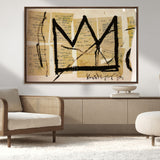 37215-MGV-CV-36X24-Abstract Crown Wall Art – Urban Graffiti Style Canvas Print Modern Street Art Design, Bold Contemporary Decor for Living Room,