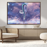 66864-MGV-CV-36X24-Fantasy Dragon Wall Art – Mystical Canvas Print Girl and Sky Serpent Dreamlike Clouds, Magical Anime Inspired Decor for Living