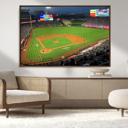 93707-MGV-CV-36X24-Los Angeles Stadium Wall Art Canvas Print, Framed Angel Stadium Field Art Picture Print, Anaheim Stadium Perfect Sports Room Decor