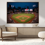 38612-MGV-CV-36X24-Busch Stadium Wall Art Canvas Print, Framed Missouri Stadium Art Picture Print, Busch Stadium Field Perfect Sports Room Decor