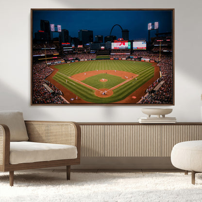 38612-MGV-CV-36X24-Busch Stadium Wall Art Canvas Print, Framed Missouri Stadium Art Picture Print, Busch Stadium Field Perfect Sports Room Decor