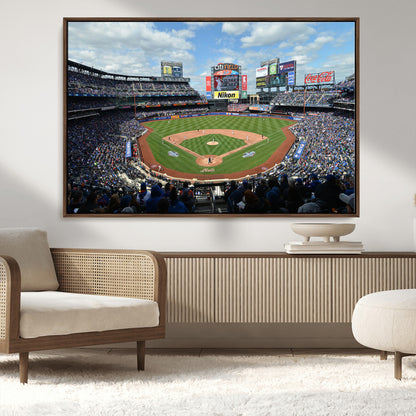 22910-MGV-CV-36X24-City Field Stadium Wall Art Canvas Print, Framed New York Stadium Art Picture Print, City Field Perfect Sport Room Decor Artwork