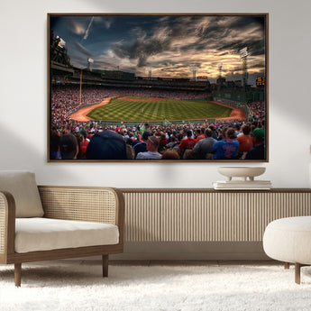 53432-MGV-CV-36X24-Fenway Park Stadium Wall Art Canvas Print, Framed Boston Baseball Stadium Art Picture Print, Massachusetts Fenway Park Perfect