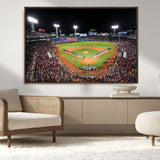 47365-MGV-CV-36X24-Fenway Park Stadium Wall Art Canvas Print, Framed Boston Baseball Stadium Art Picture Print, MLB Stadium Field Perfect Sport Room