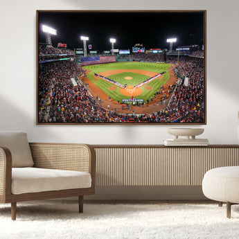 47365-MGV-CV-36X24-Fenway Park Stadium Wall Art Canvas Print, Framed Boston Baseball Stadium Art Picture Print, MLB Stadium Field Perfect Sport Room