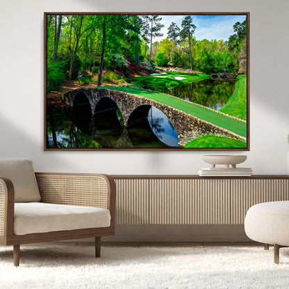 57655-MGV-CV-36X24-Golf Course Wall Art – Canvas Print Scenic Green Fairway Stone Bridge Water Reflection Landscape, Classic Sports Decor for Office,
