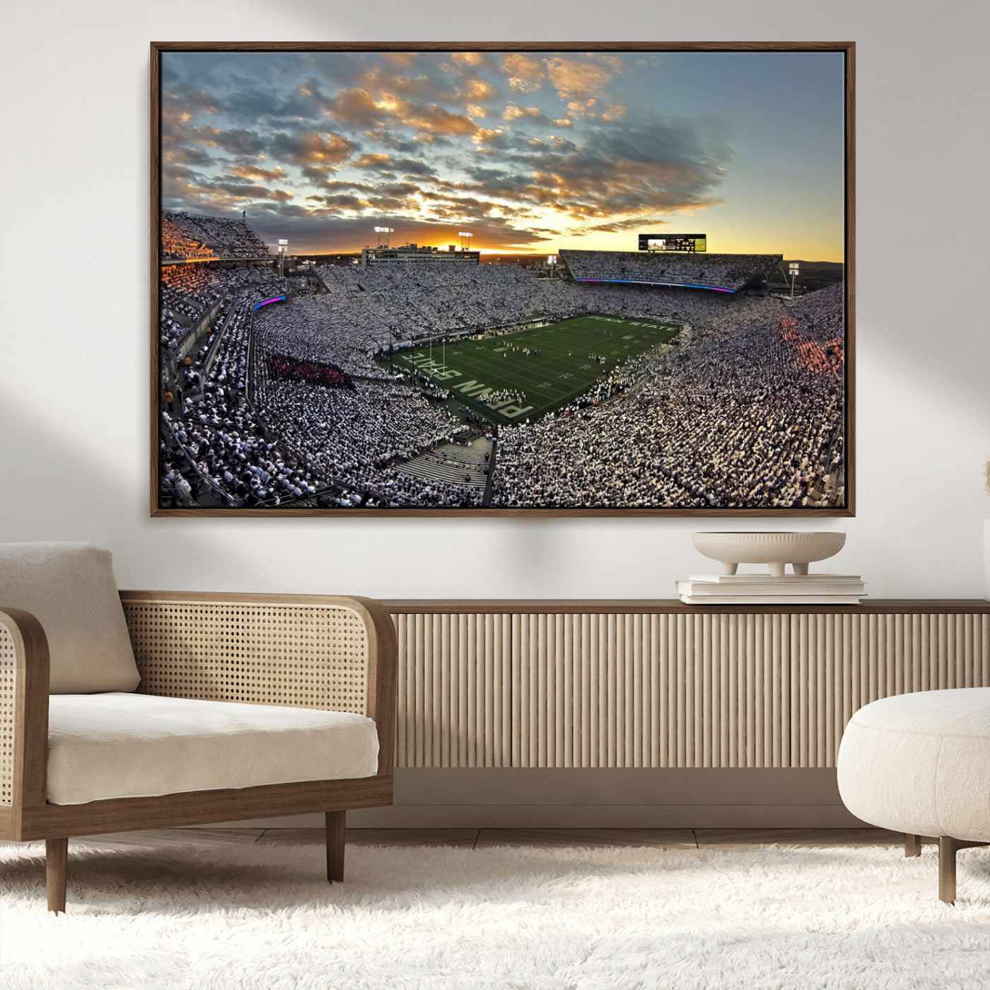 38807-MGV-CV-36X24-Beaver Stadium Wall Art Canvas Print, Framed Beaver Stadium Field Art Picture Print, Football Stadium Perfect Sport Room Decor