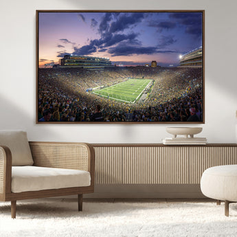 50825-MGV-FC-36X24_Walnut-Notre Dame Stadium Wall Art Canvas Print, Framed Indiana Stadium Art Picture Print, Football Stadium Perfect Sports Room Decor