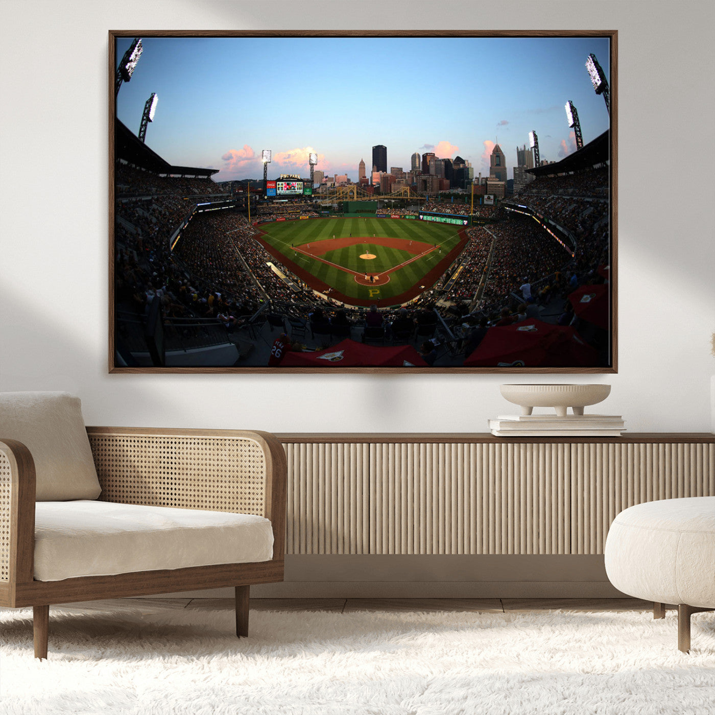 67670-MGV-CV-36X24-PNC Park Stadium Wall Art Canvas Print, Framed Pittsburgh Pirates Stadium Art Picture Print, PNC Park Field Perfect Sport Room