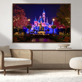 79435-MGV-CV-36X24-Disney Castle Wall Art Canvas Print, Framed Magic Kingdom Art Picture Print, Disney World Perfect Child Room Decor Artwork