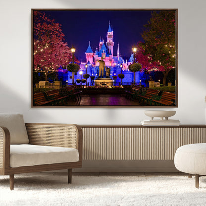 79435-MGV-CV-36X24-Disney Castle Wall Art Canvas Print, Framed Magic Kingdom Art Picture Print, Disney World Perfect Child Room Decor Artwork