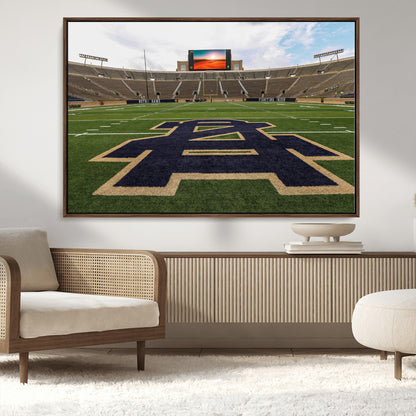 52835-MGV-CV-36X24-Notre Dame Stadium Wall Art Canvas Print, Framed Indiana Stadium Art Picture Print, Notre Dame Field Perfect Sport Room Decor