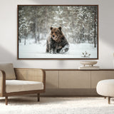 43350-MGV-CV-36X24-Wild Bear in Snow Wall Art – Majestic Wildlife Photography Print, Winter Forest Nature Decor for Cabin, Lodge, Rustic Home,