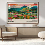 54215-MGV-CV-36X24-Yayoi Kusama Wall Art – Panoramic Japanese Landscape Canvas Print, Modern Abstract Nature Decor for Office, Bedroom or Living Room