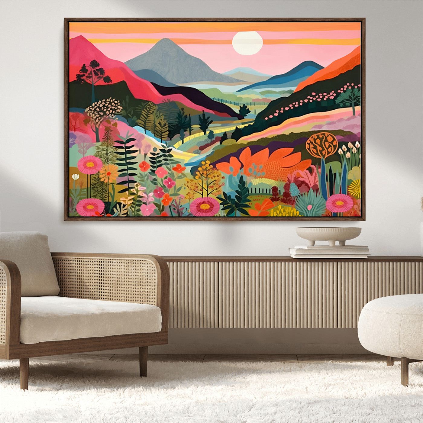 61376-MGV-CV-36X24-Floral Valley Wall Art – Panoramic Mountain Landscape Canvas Print, Vibrant Nature Decor for Living Room, Office, or Bedroom