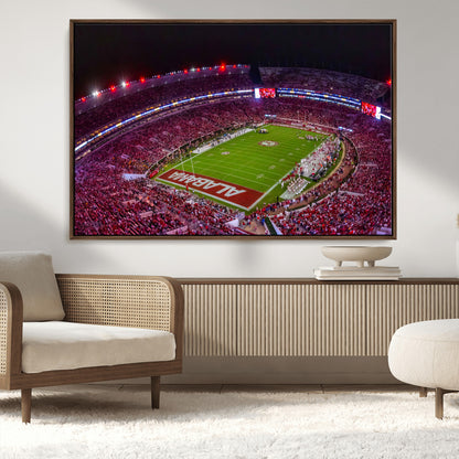 11343-MGV-CV-36X24-Bryant-Denny Stadium Wall Art – Panoramic Alabama Crimson Tide Football Field Canvas Print, Game Day Decor for Office, Man Cave or