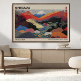 49228-MGV-FC-93X47-3P_Black-Kusama Wall Art – Vibrant Japanese Landscape Canvas Print, Modern Abstract Mountain and River Decor for Living Room, Office or Art