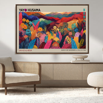 70959-MGV-CV-36X24-Yayoi Kusama Inspired Wall Art – Bold Floral Landscape Canvas Print, Vibrant Modern Abstract Poster for Living Room, Bedroom, or