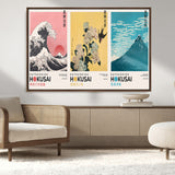 Katsushika-MGV-CV-36X24-Katsushika Hokusai Wall Art Set – The Great Wave, Hydrangea and Swallow, Fine Wind Canvas Prints, Japanese Ukiyo e Style Home and