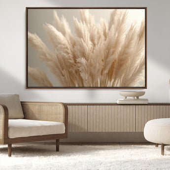 50300-MGV-CV-36X24-Pampas Grass Wall Art Canvas Print, Framed Minimalist Pampas Grass Art Picture Print, Beige Pampas Grass Perfect Minimalist Boho